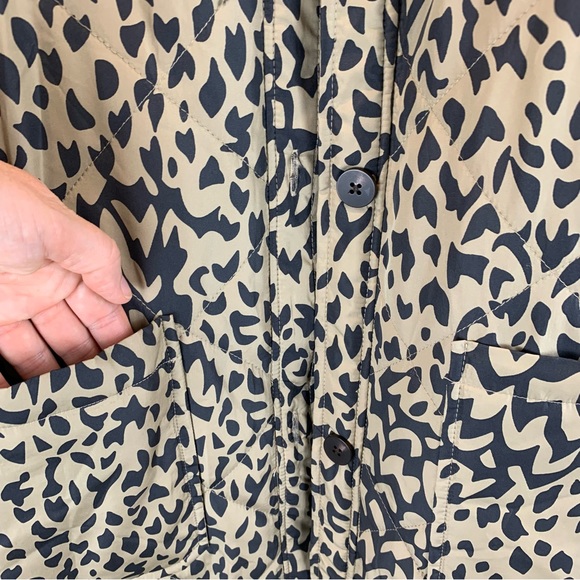 VILA NWT Quilted Button Down Puffer Coat Brown Tan Abstract sz US 12 / EU 44 - Picture 7 of 12